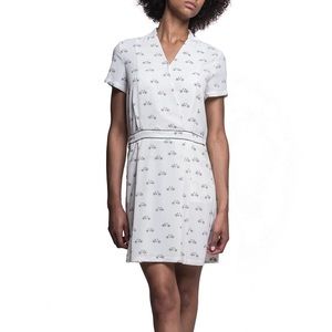 White bicycle print dress
